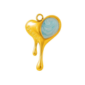 Gold Blue Shell Heart Pendant Charm