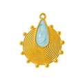 Gold Blue Spiral Shell Pendant Charm