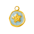 Gold Blue Star Medallion Pendant Charm