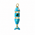 Gold Blue Tropical Fish Pendant Charm