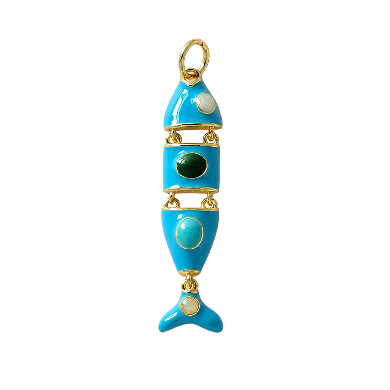 Gold Blue Tropical Fish Pendant Charm