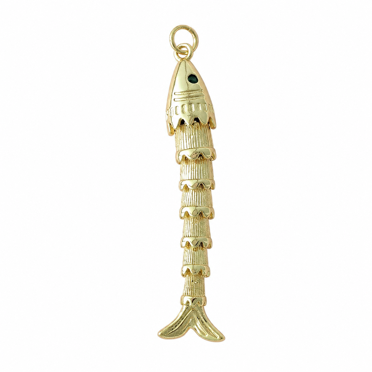Gold Long Fish Pendant Charm