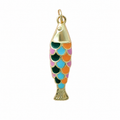Gold Multicolor Fish Pendant Charm