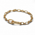 Gold oval link bracelet in 16 cm length