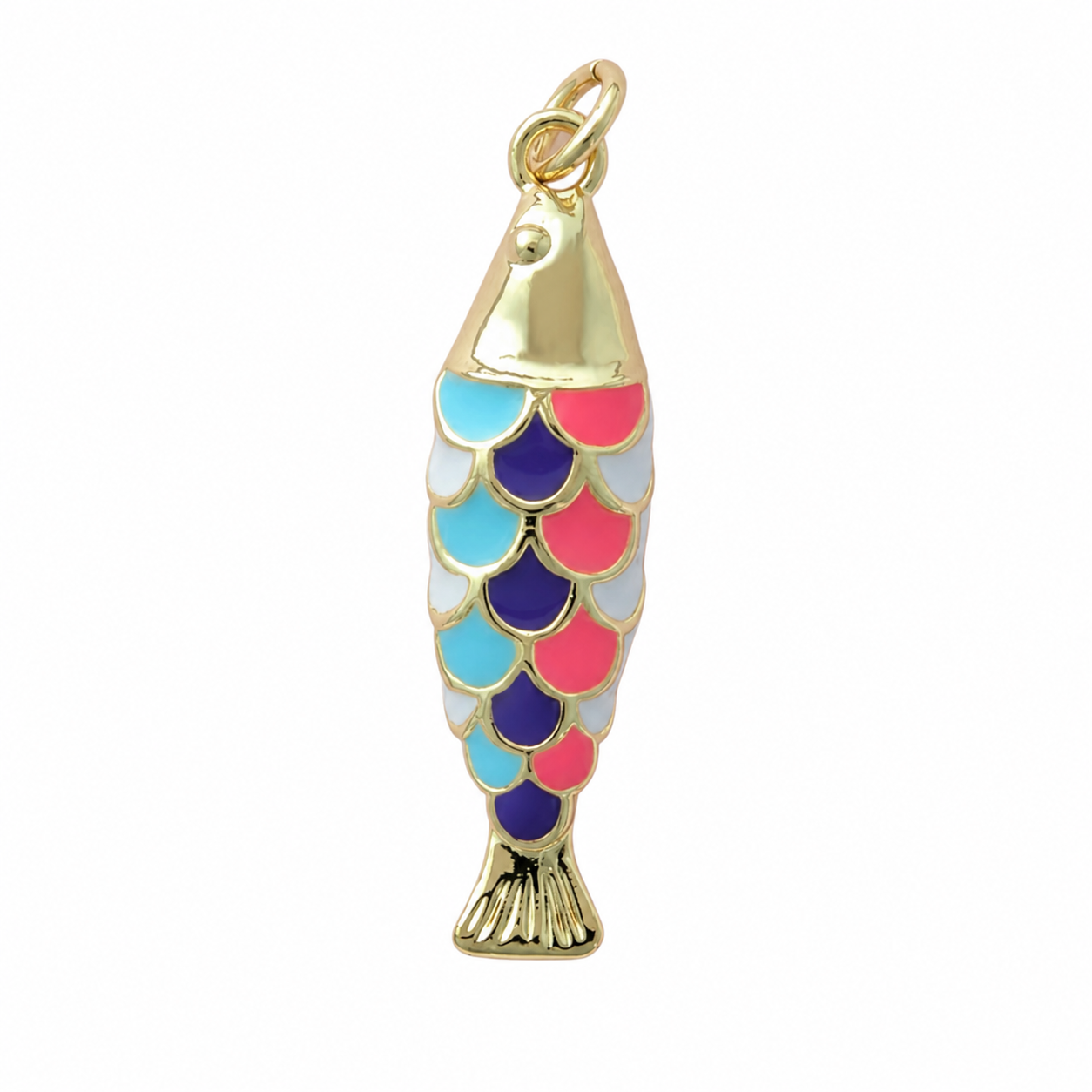 Gold Pastel Scale Fish Pendant Charm