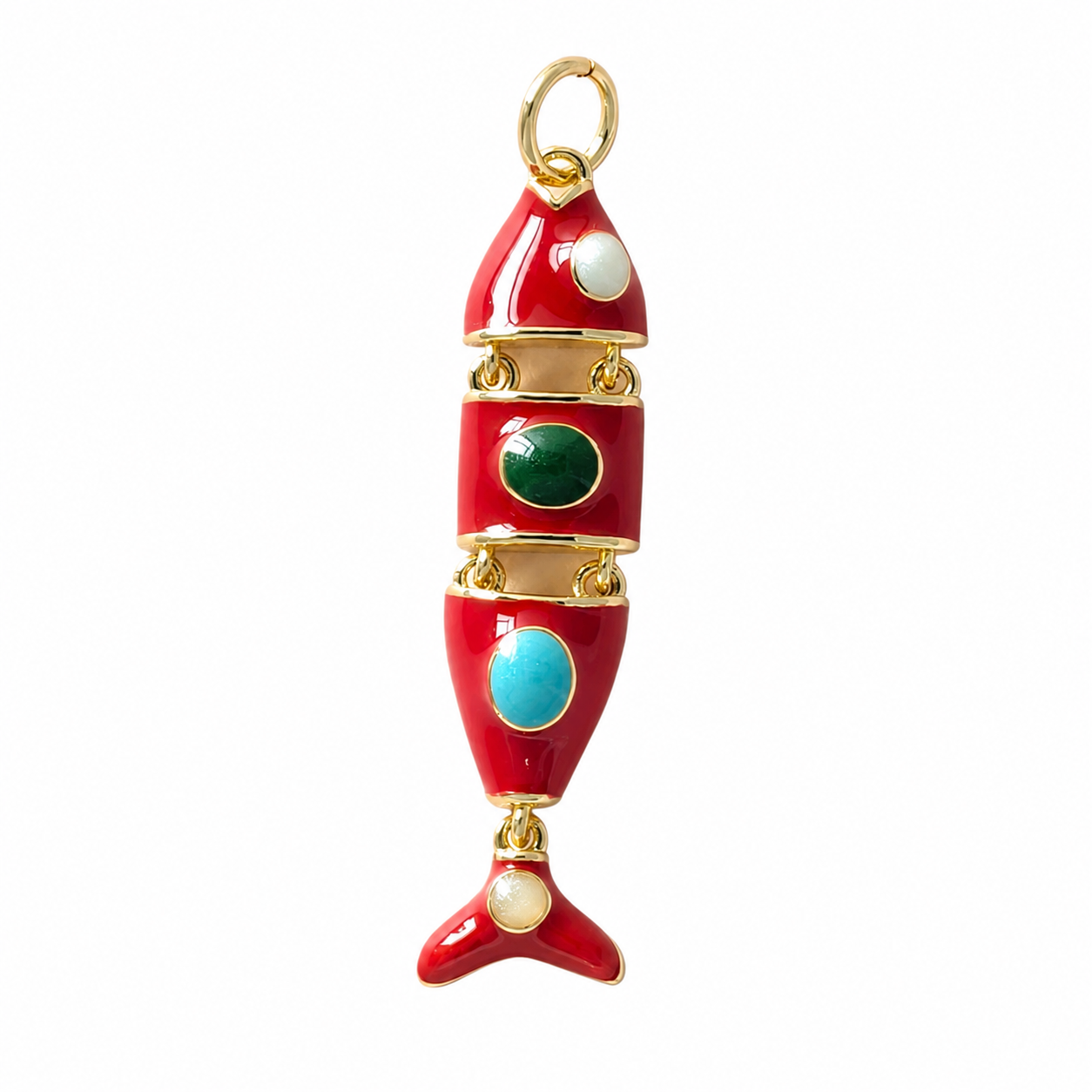 Gold Red Fish Pendant Charm