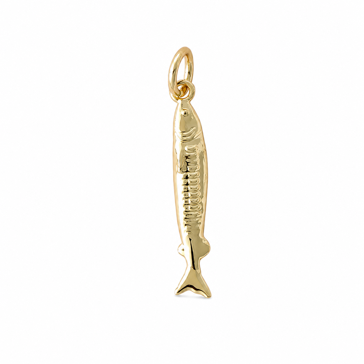 Gold Sardine Pendant Charm clean white background 2026-07-22