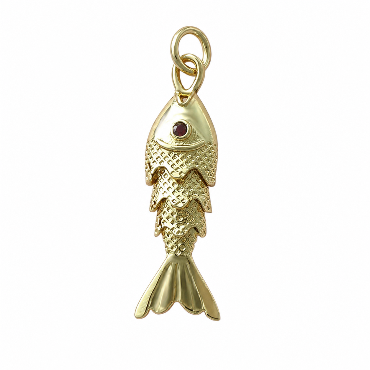 Gold Textured Fish Pendant Charm