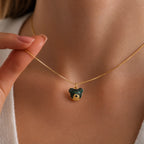 CALEO lifestyle necklace image - Green Crystal Bear Face Dangle Charm - 2026-07-22