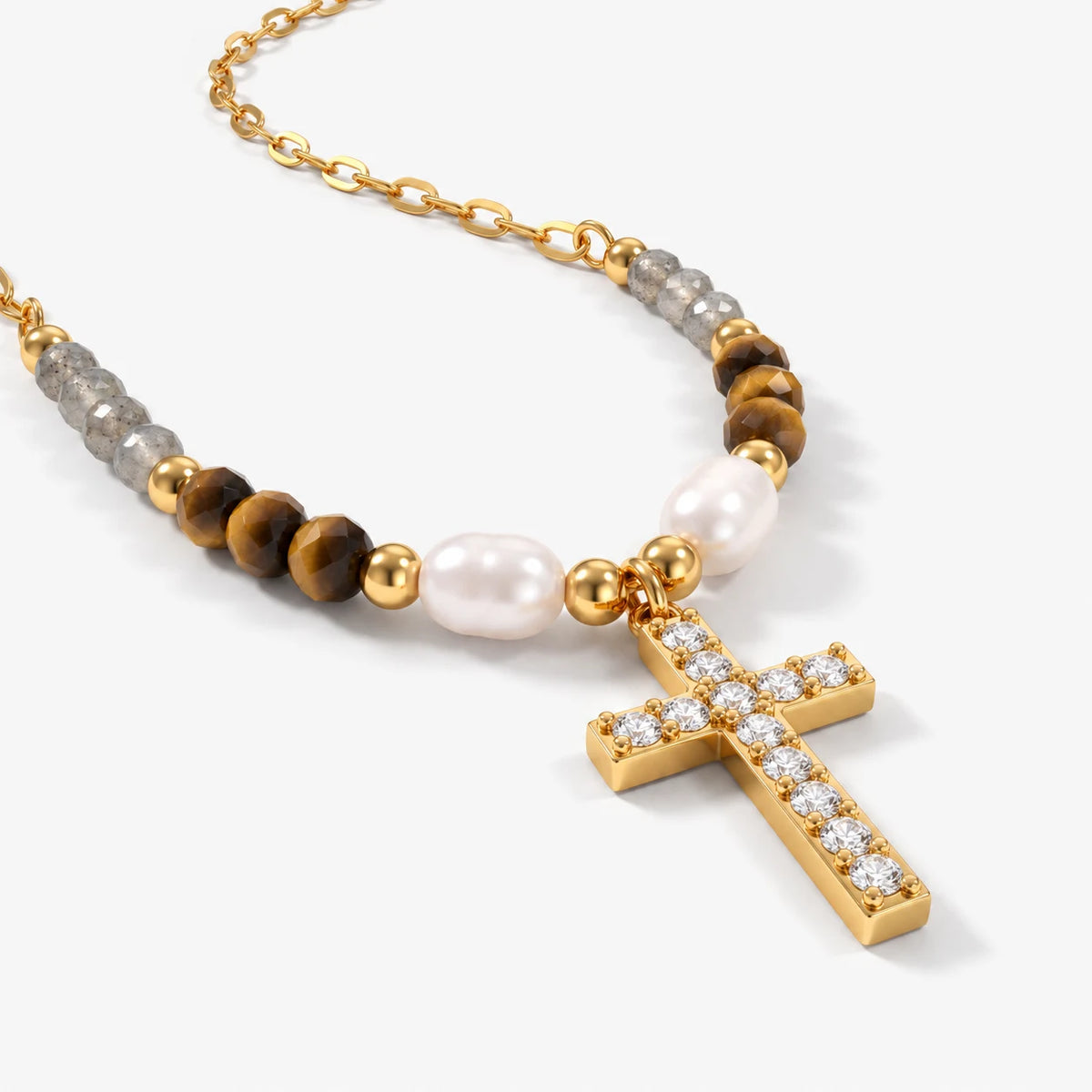 Grounded Grace Cross Necklace - thumbnail gold