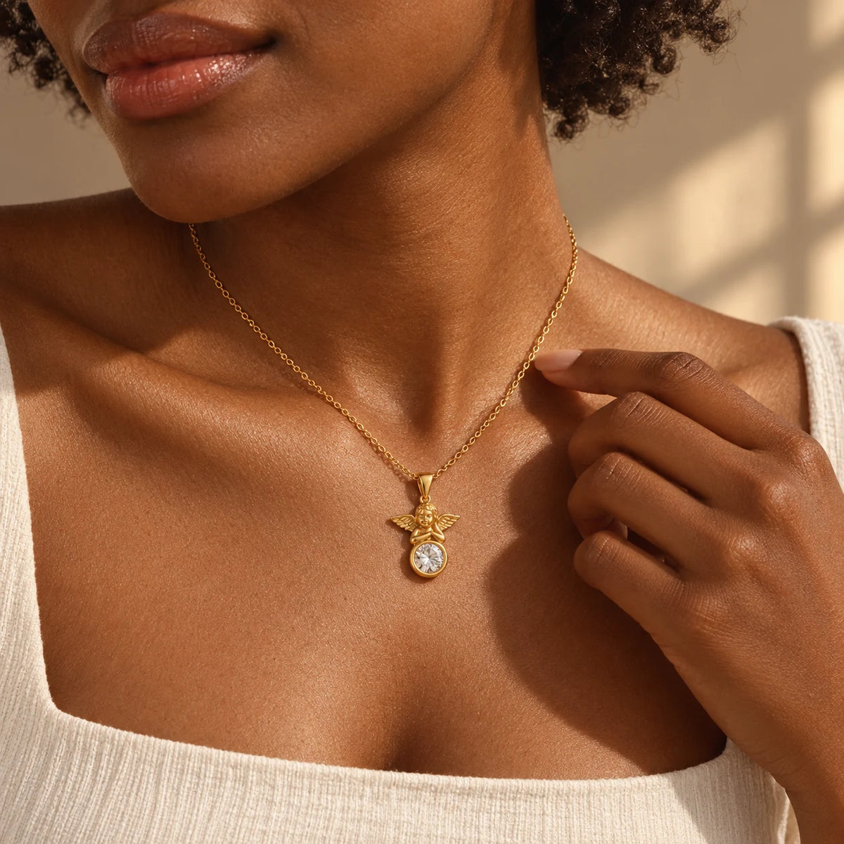 Guardian Light Angel Necklace - lifestyle touch chain