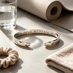 Silver hammered cuff in a calm wellness setting
