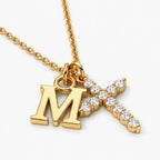 Initial Grace Cross Necklace - thumbnail gold m