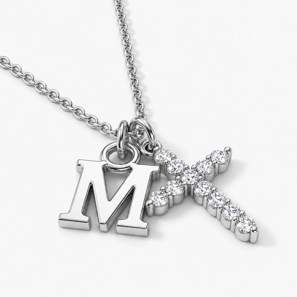Initial Grace Cross Necklace - thumbnail silver m