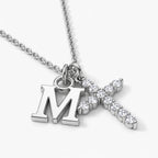 Initial Grace Cross Necklace - thumbnail silver m