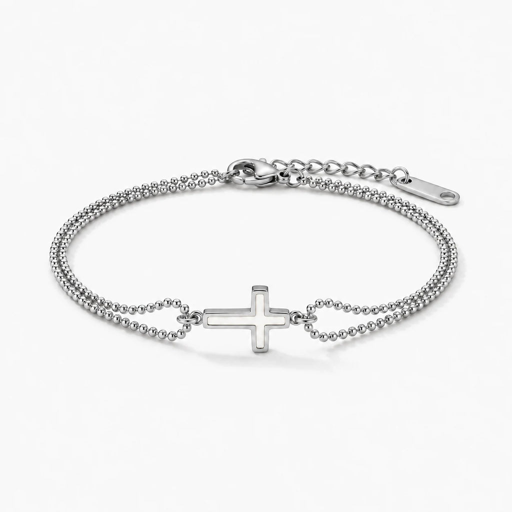 Ivory Grace Cross Bracelet - thumbnail silver