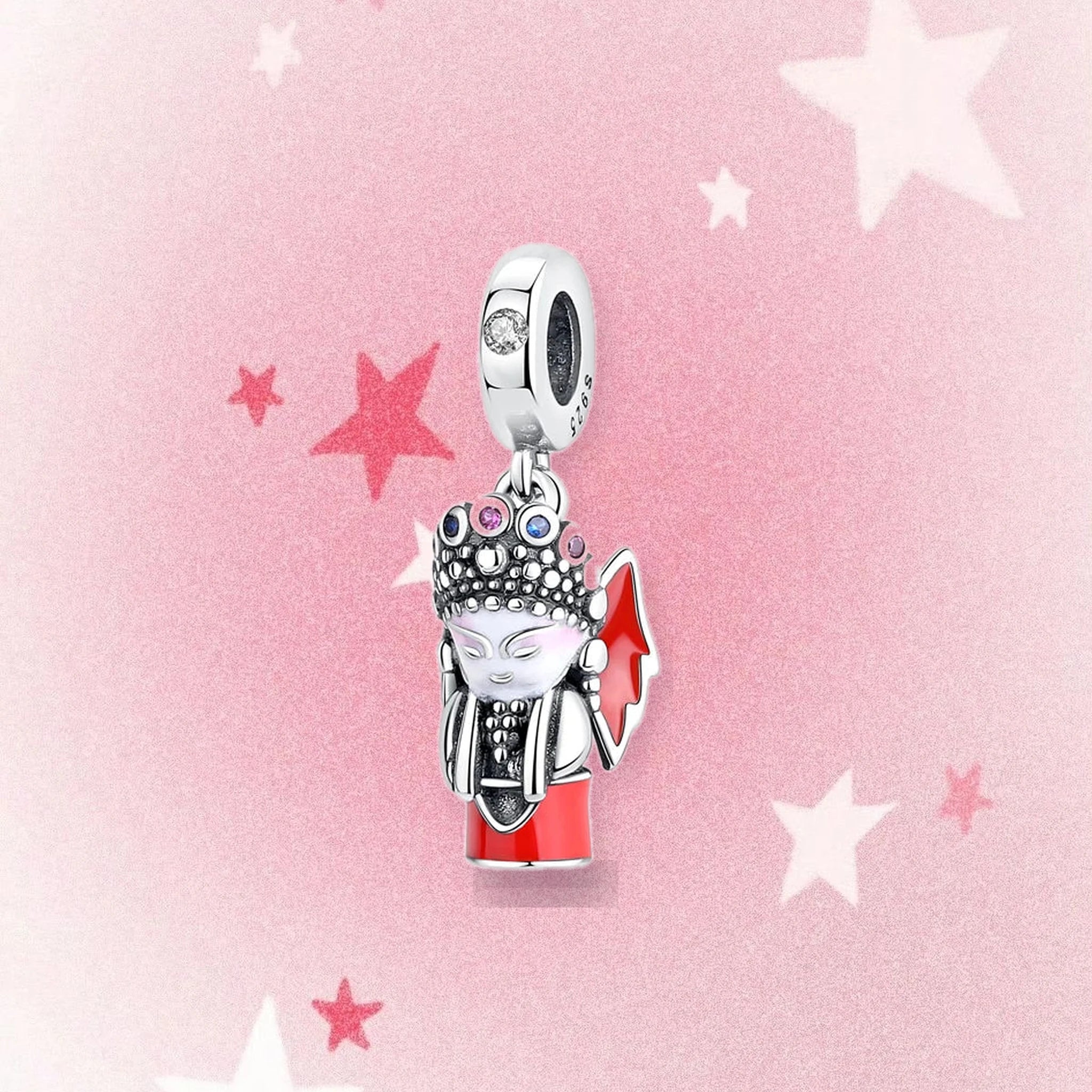 CALEO Japanese charm thumbnail - Japanese Samurai Dangle Charm - pink star background - 2026-07-22