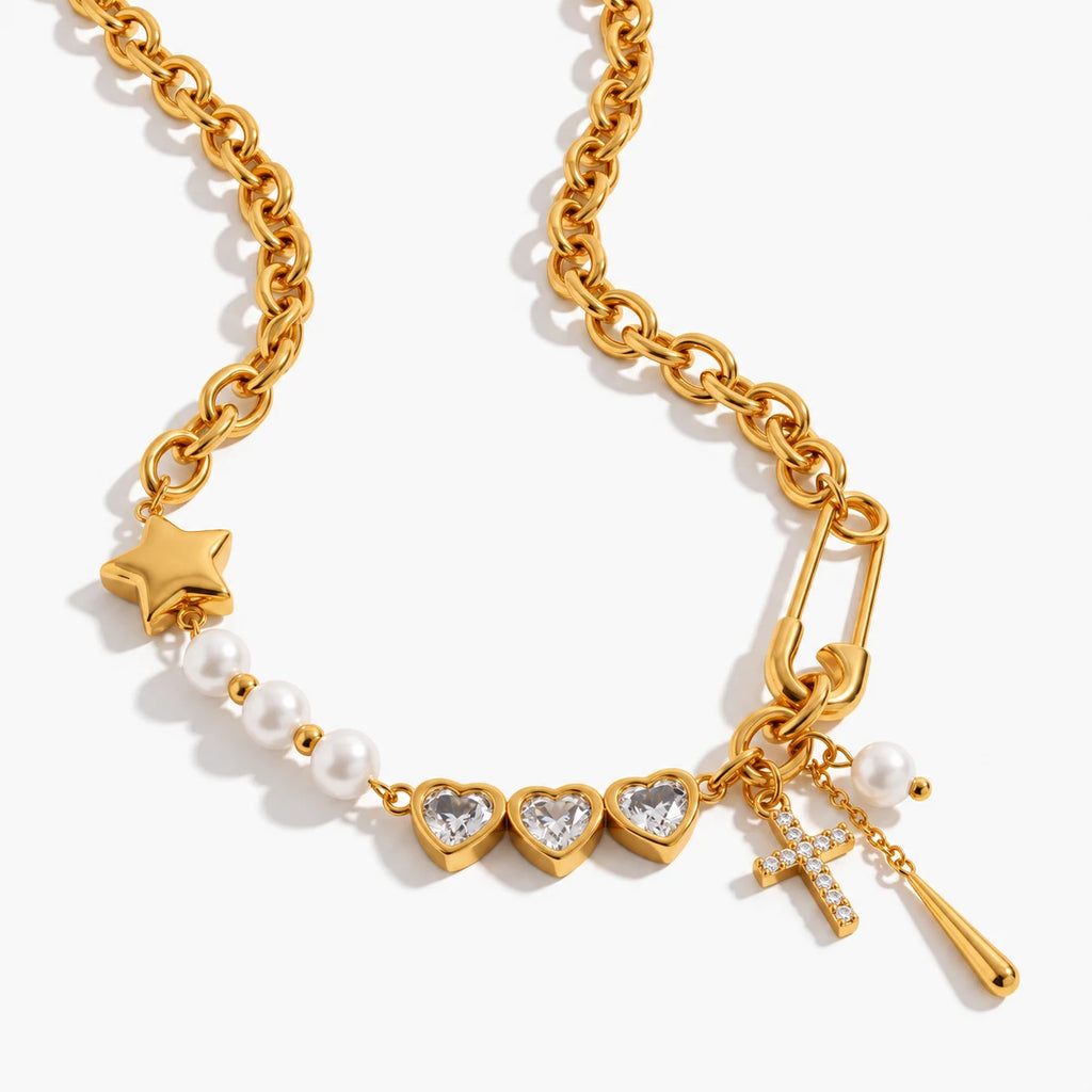 Keepsake Charm Cross Necklace - thumbnail gold