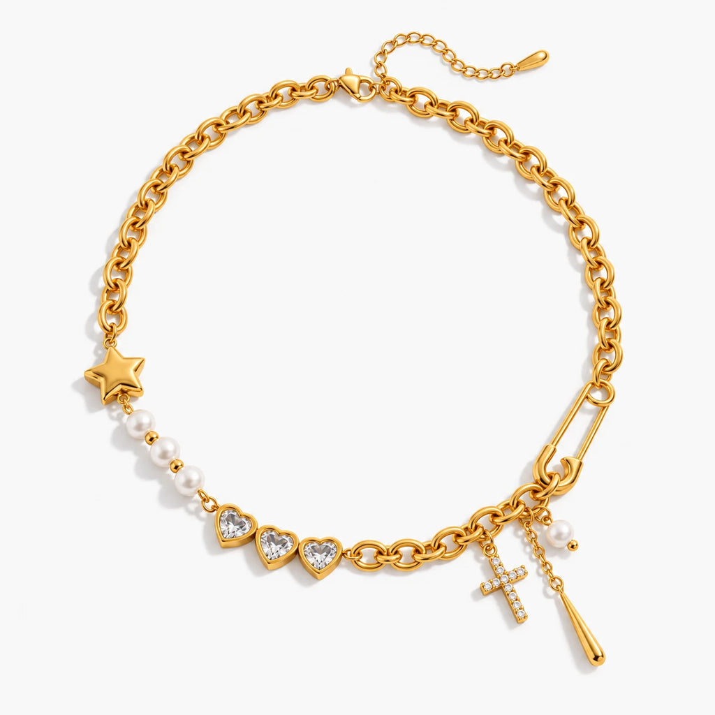 Keepsake Charm Cross Necklace - full product flatlay