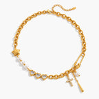 Keepsake Charm Cross Necklace - full product flatlay