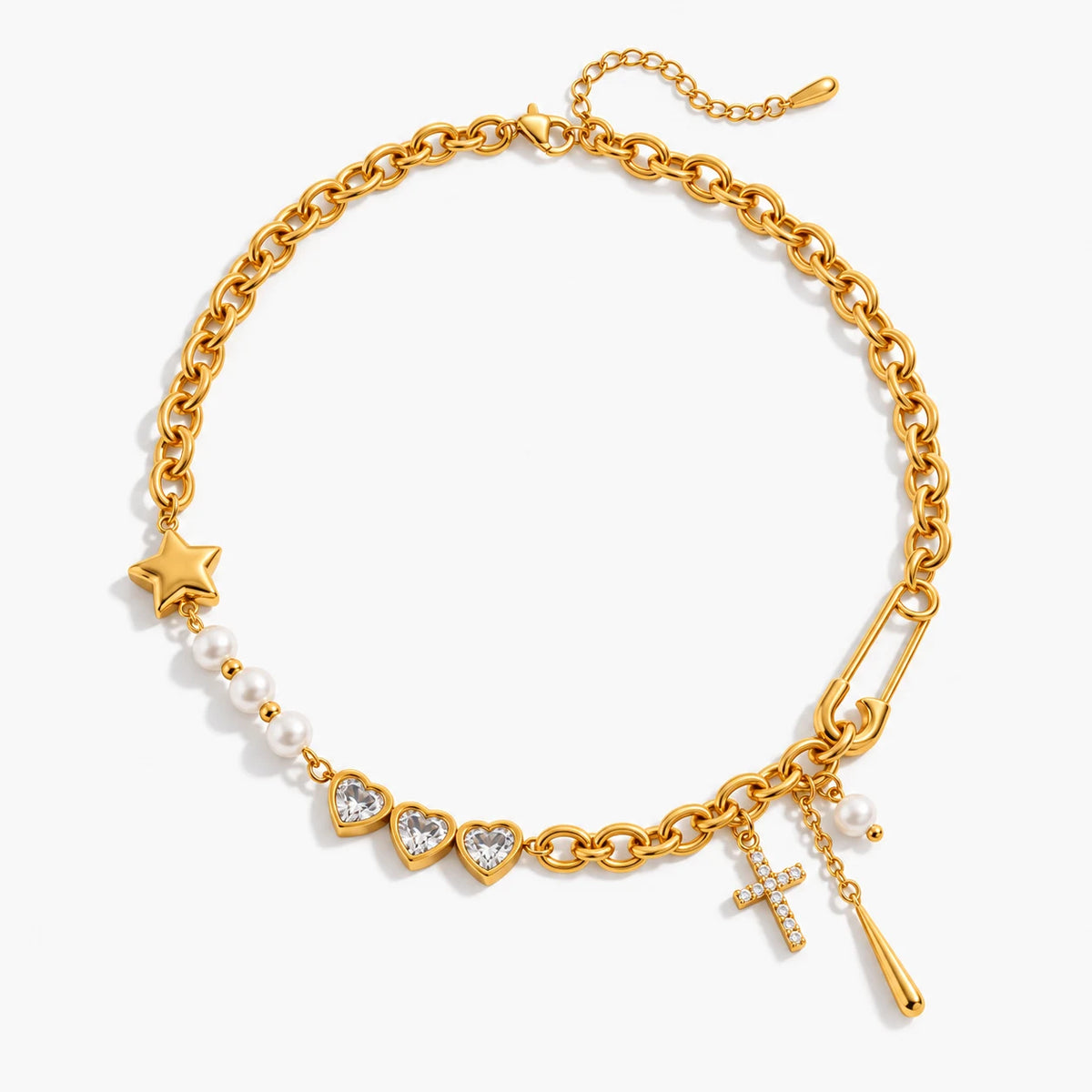 Keepsake Charm Cross Necklace - full product flatlay