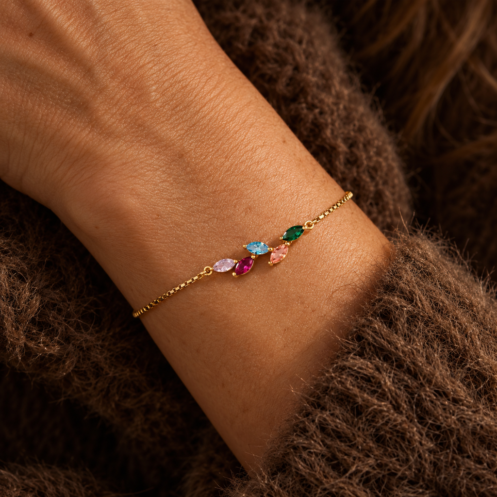 Leaf Family Birthstone Bracelet — moody knit lifestyle