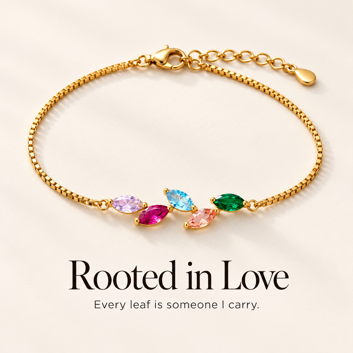 Leaf Family Birthstone Bracelet — Rooted in Love emotional thumbnail