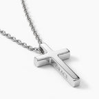 Legacy Engraved Cross Necklace - thumbnail silver