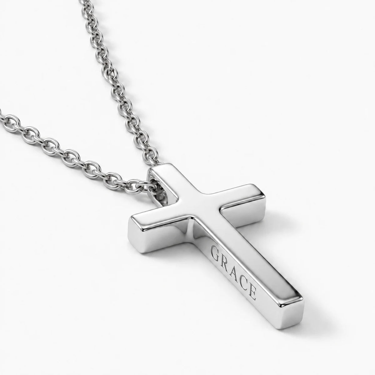 Legacy Engraved Cross Necklace - thumbnail silver