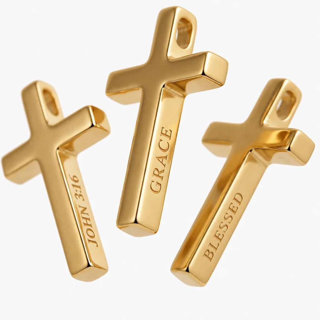 Legacy Engraved Cross Necklace - engraving options gold