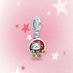 CALEO Japanese charm thumbnail - Lucky Cat Medallion Dangle Charm - pink star background - 2026-07-22