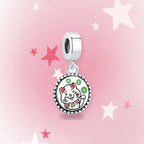 CALEO Japanese charm thumbnail - Lucky Cat Round Medallion Dangle Charm - pink star background - 2026-07-22