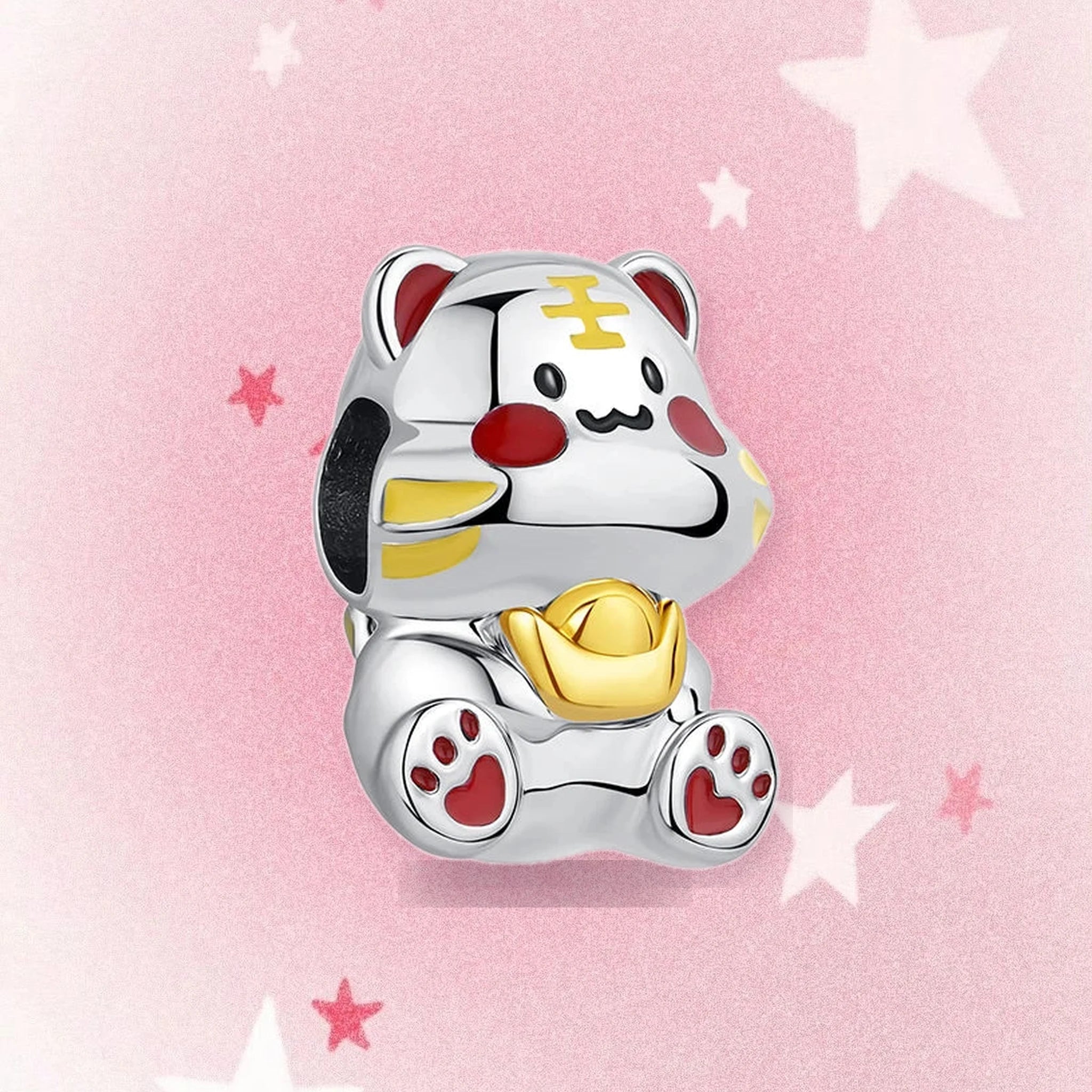 CALEO Japanese charm thumbnail - Lucky Cat Tiger Zodiac Charm - pink star background - 2026-07-22