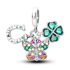 Lucky Horseshoe Clover Butterfly Cluster Charm