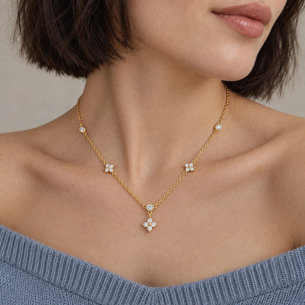Luminous Blossom Necklace - lifestyle blue
