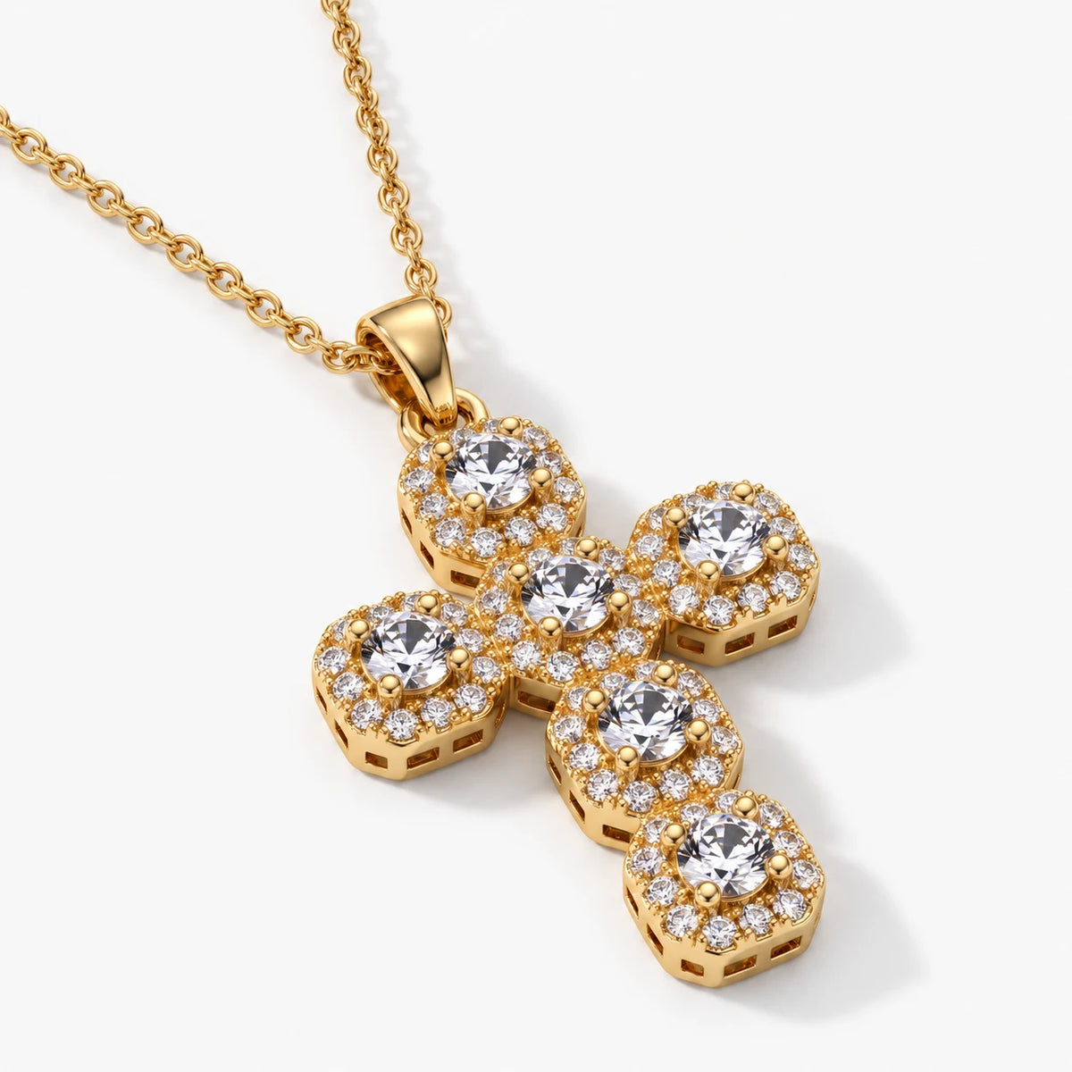 Luminous Cluster Cross Necklace - gold thumbnail