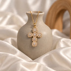 Luminous Cluster Cross Necklace - still life vase