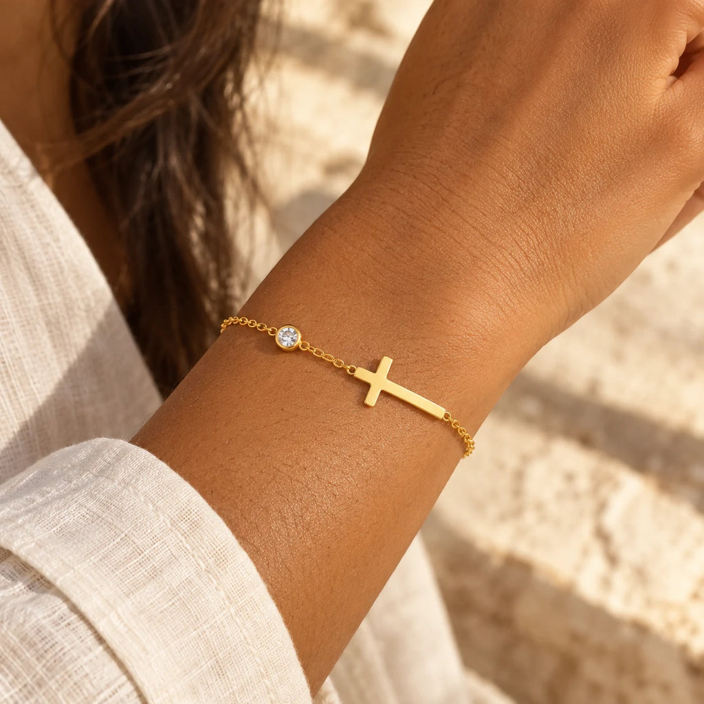 Luminous Faith Cross Bracelet - lifestyle gold