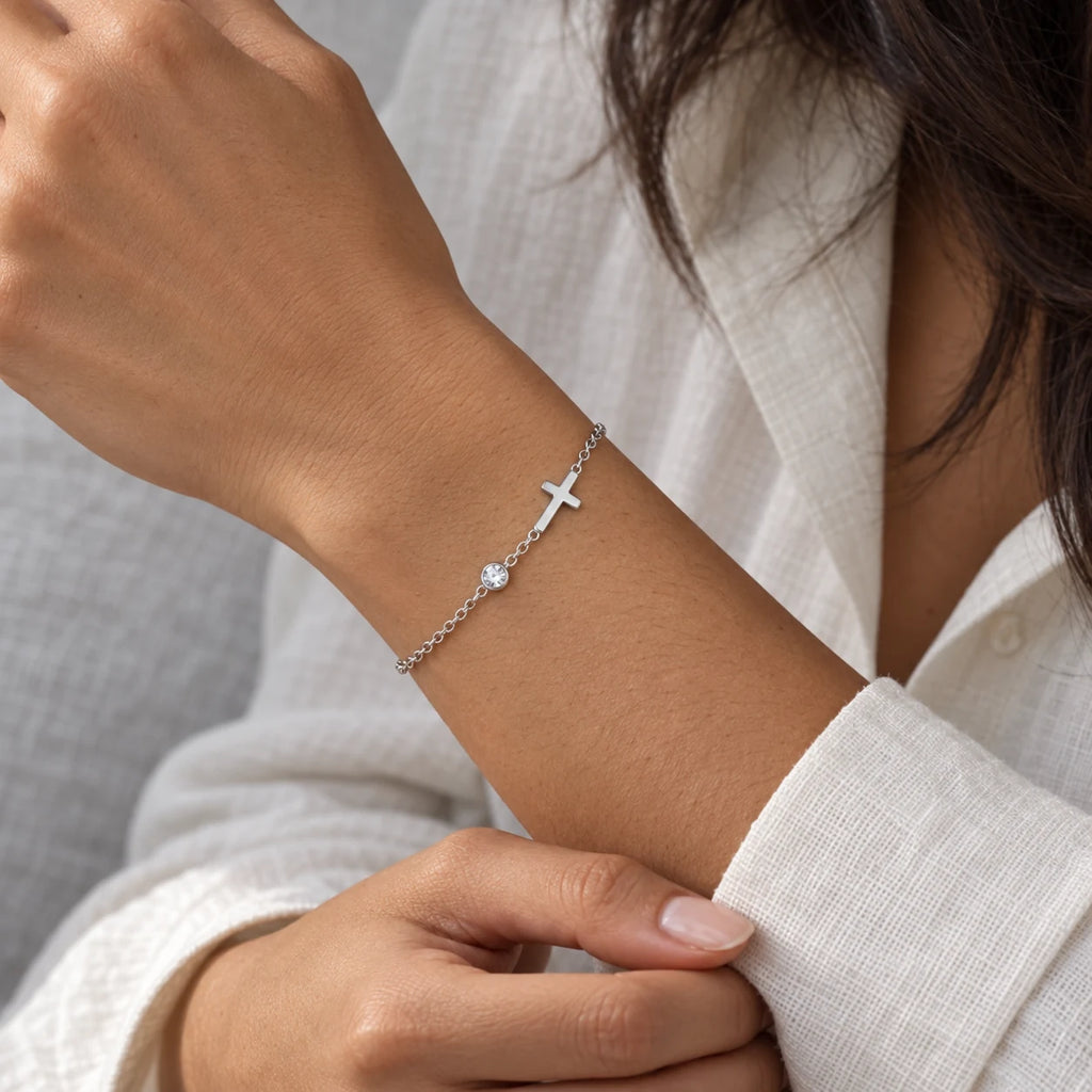 Luminous Faith Cross Bracelet - lifestyle silver