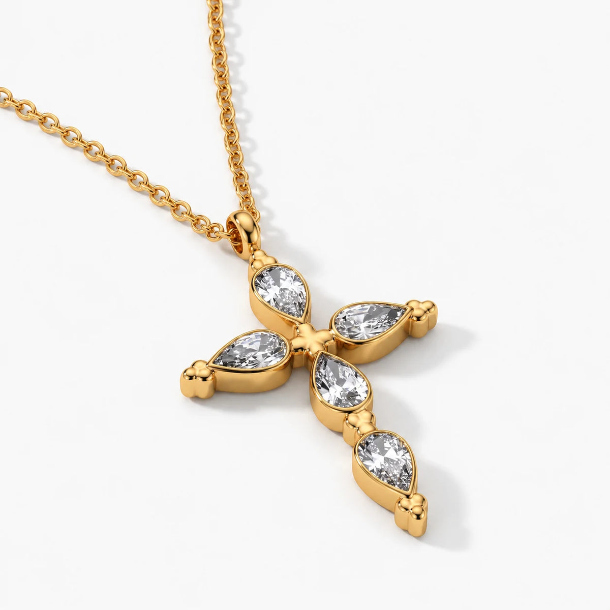 Luminous Grace Cross Necklace - thumbnail gold