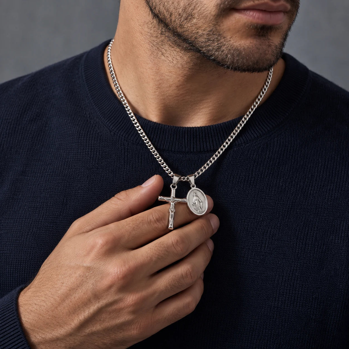 Marian Grace Necklace - lifestyle silver hand