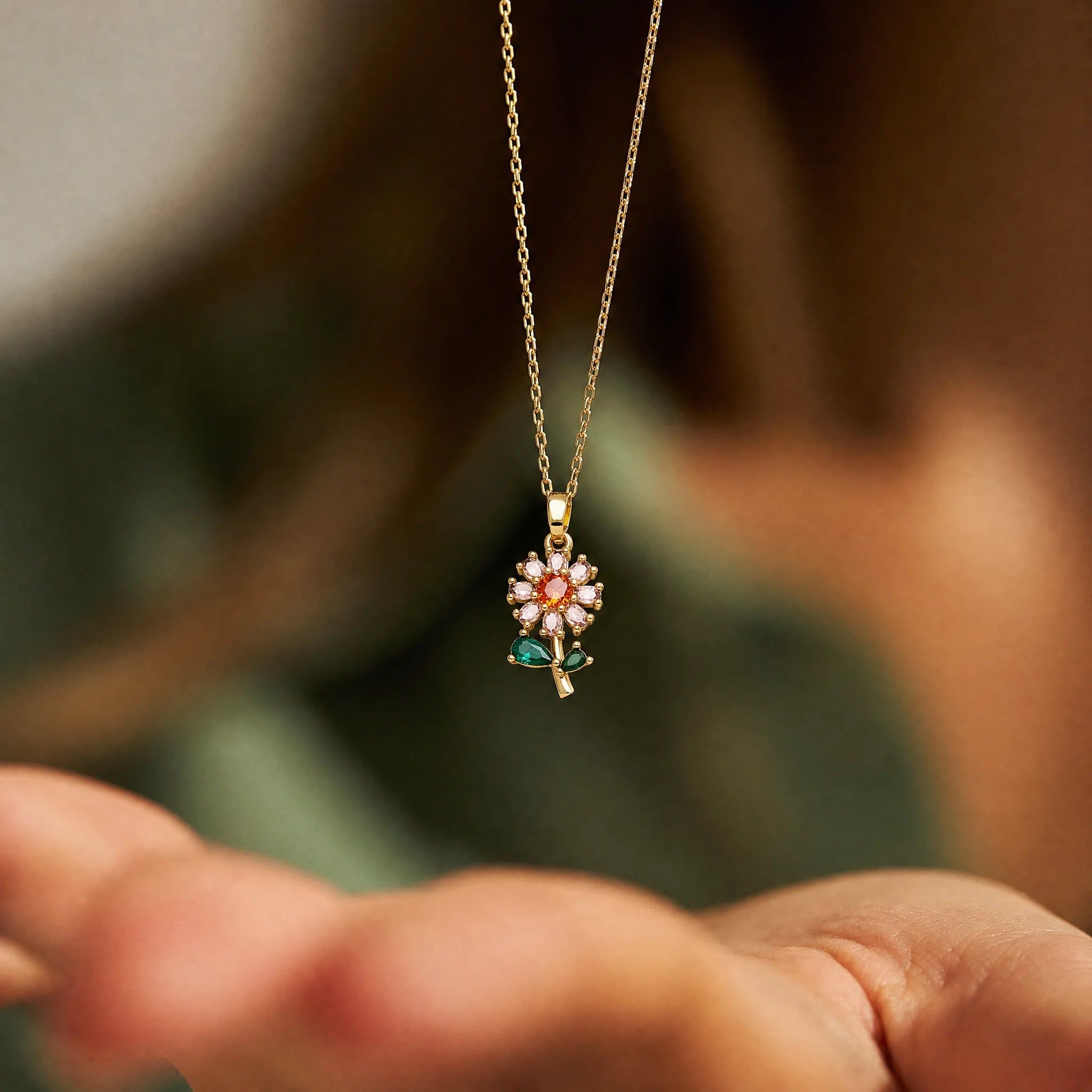 CALEO lifestyle necklace image - Multicolor Crystal Flower Pendant Charm - 2026-07-22