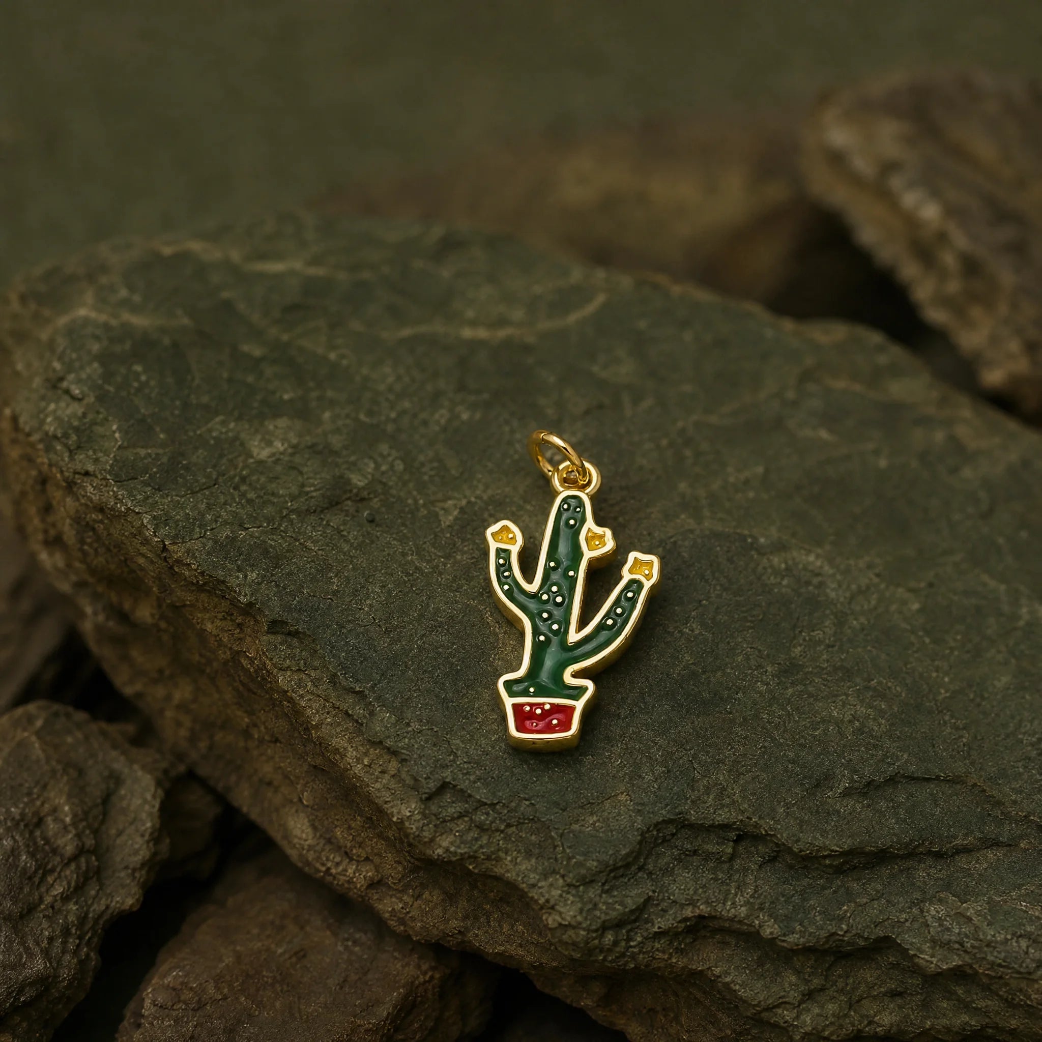 CALEO Nature & Flowers color-matched lifestyle image - Green Cactus Enamel Pendant Charm - nature-flowers-color-green-ref25-green-cactus-enamel-pendant-charm - 2026-07-27
