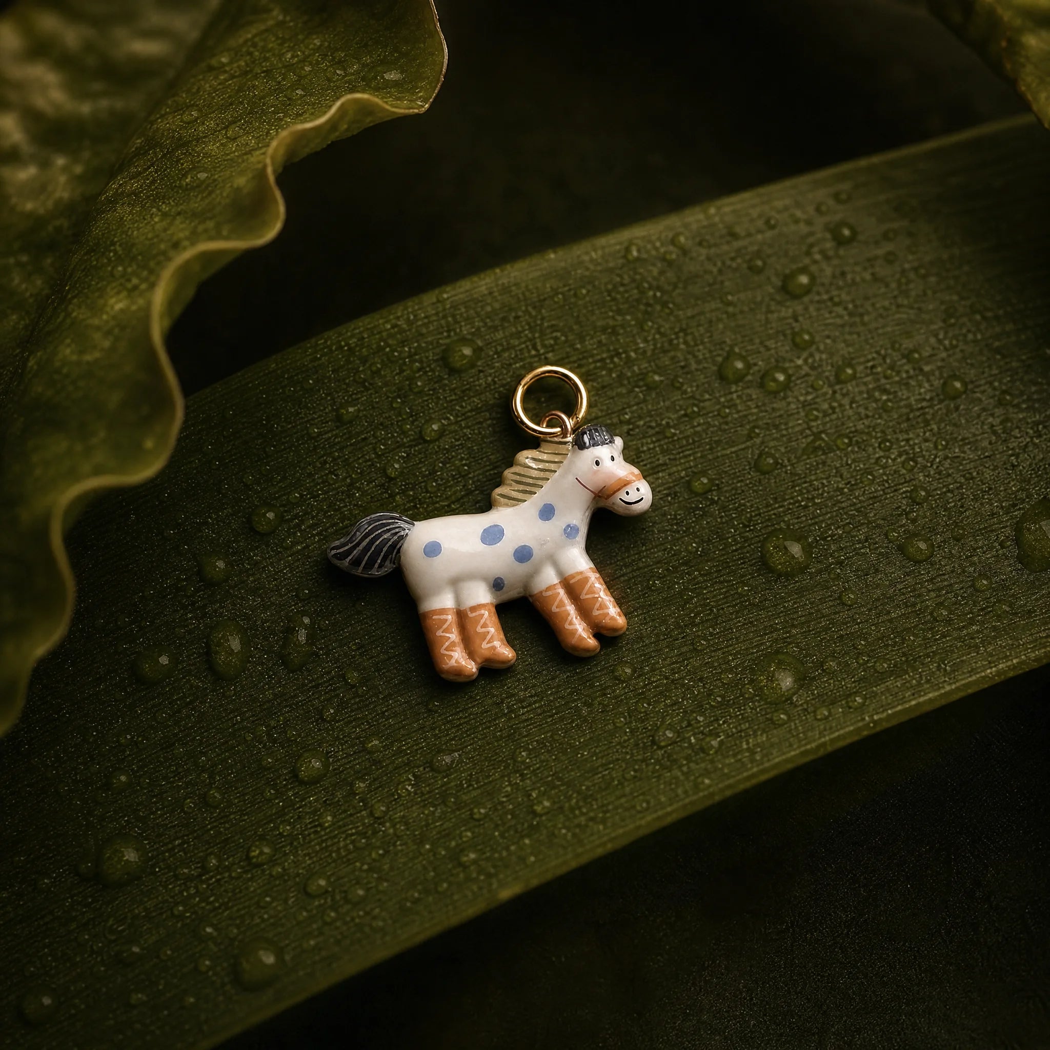 CALEO Nature & Flowers color-matched lifestyle image - White Horse Pendant Charm - nature-flowers-color-white-ref27-white-horse-pendant-charm - 2026-07-27