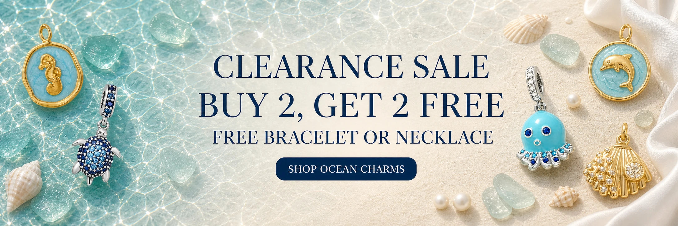 Ocean charm collection in 925 sterling silver: Buy 2 Get 2 Free plus a free bracelet or necklace