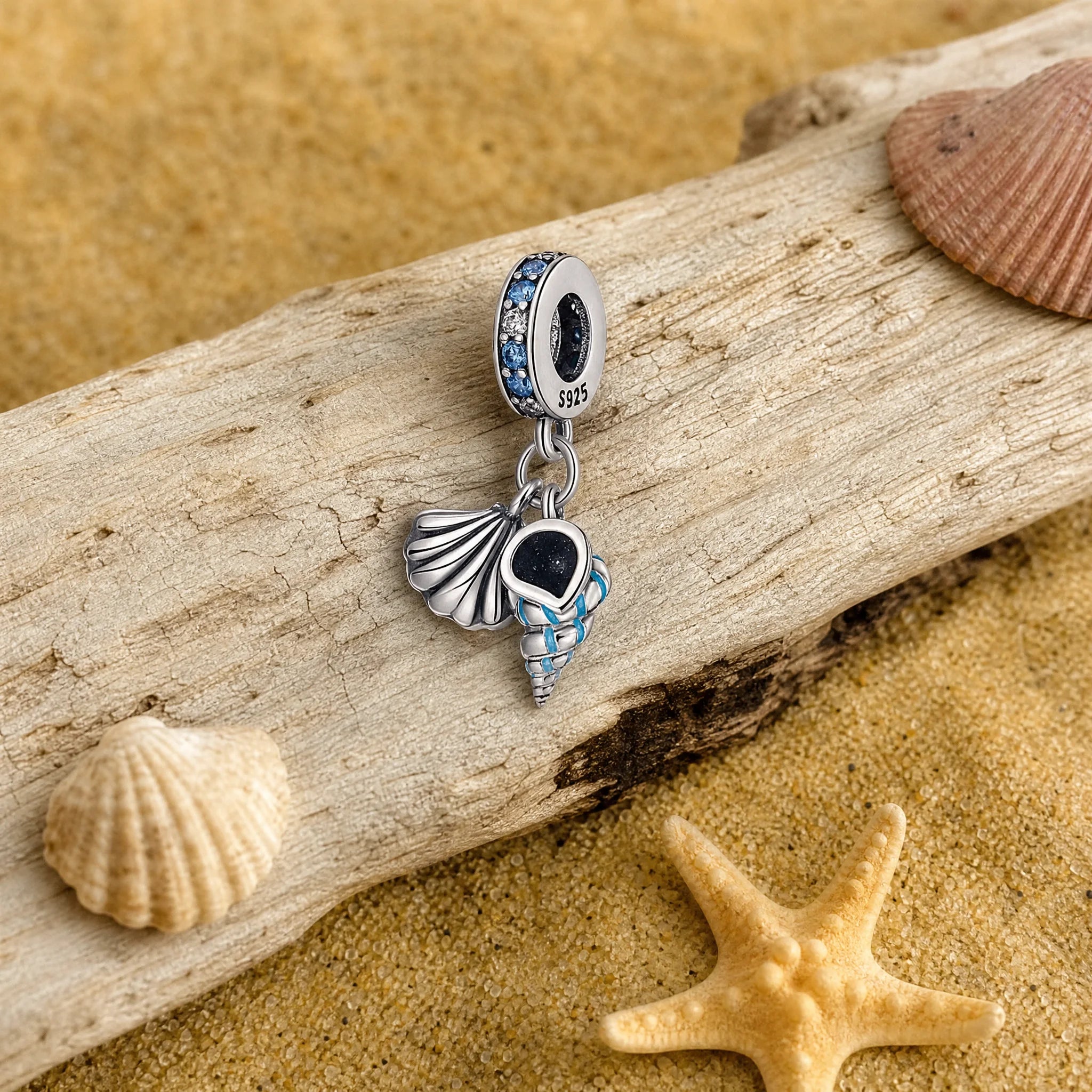 CALEO ocean lifestyle image - Seashell & Mermaid Tail Dangle Charm - ocean-final-retry-seashell-mermaid-tail-dangle-charm - 2026-07-23