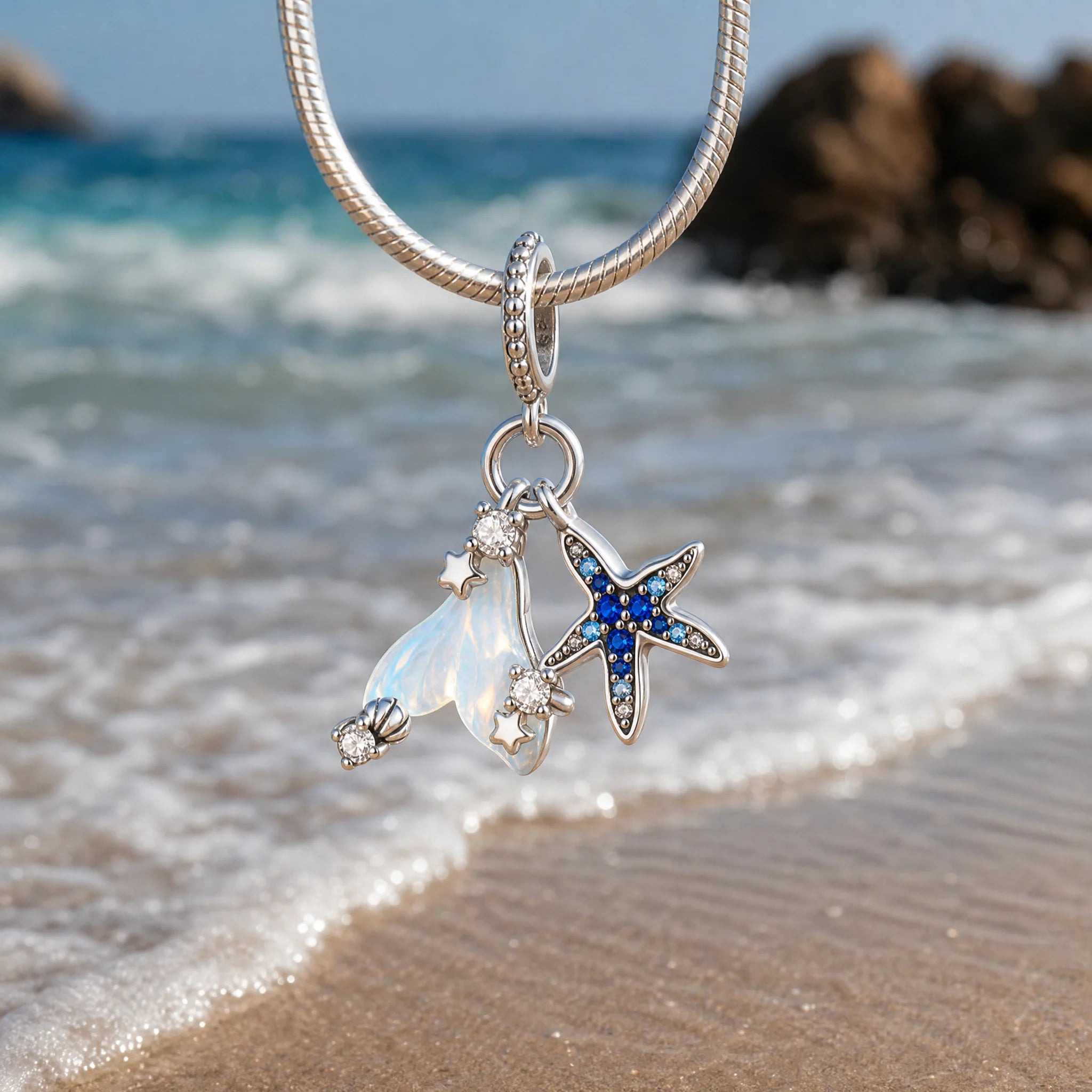 CALEO ocean lifestyle image - Opal Starfish & Seahorse Dangle Charm - ocean-ref14-opal-starfish-seahorse-dangle-charm - 2026-07-23