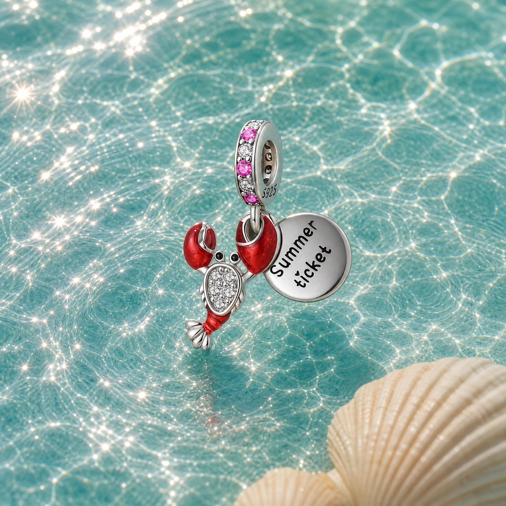 CALEO ocean lifestyle image - Summer Ticket & Lobster Dangle Charm - ocean-ref23-summer-ticket-lobster-dangle-charm - 2026-07-23