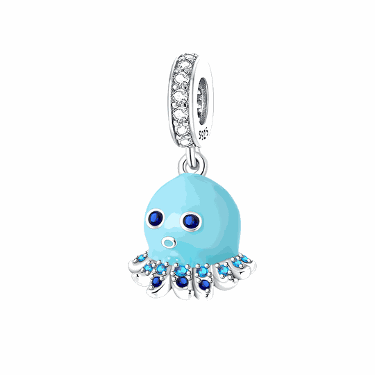 Glow-in-the-Dark Blue Octopus Dangle Charm