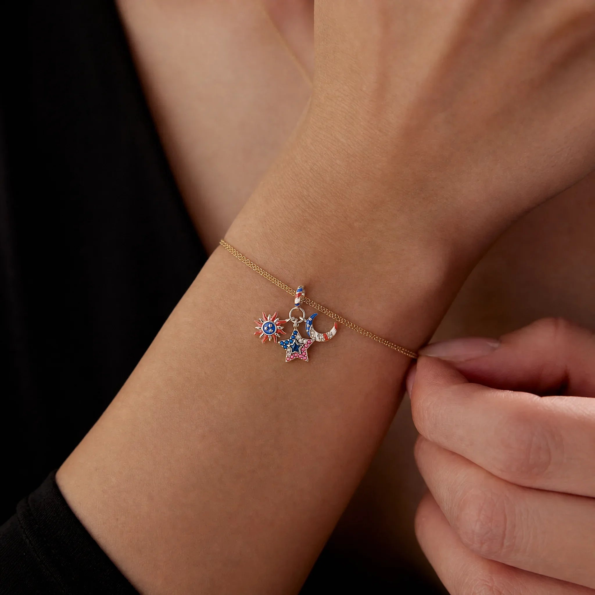 Patriotic Sun Moon & Star Dangle Charm lifestyle jewelry image